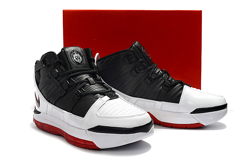 Men Nike Lebron James III Retro Black White Red Shoes